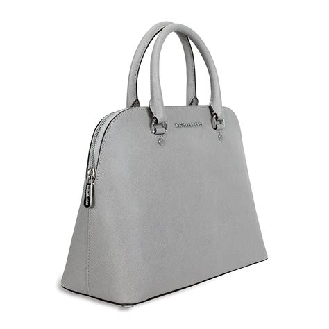 michael kors cindy pearl grey|Michael Kors Pearl Grey Cindy Cross Stitch Medium Dome Satchel.